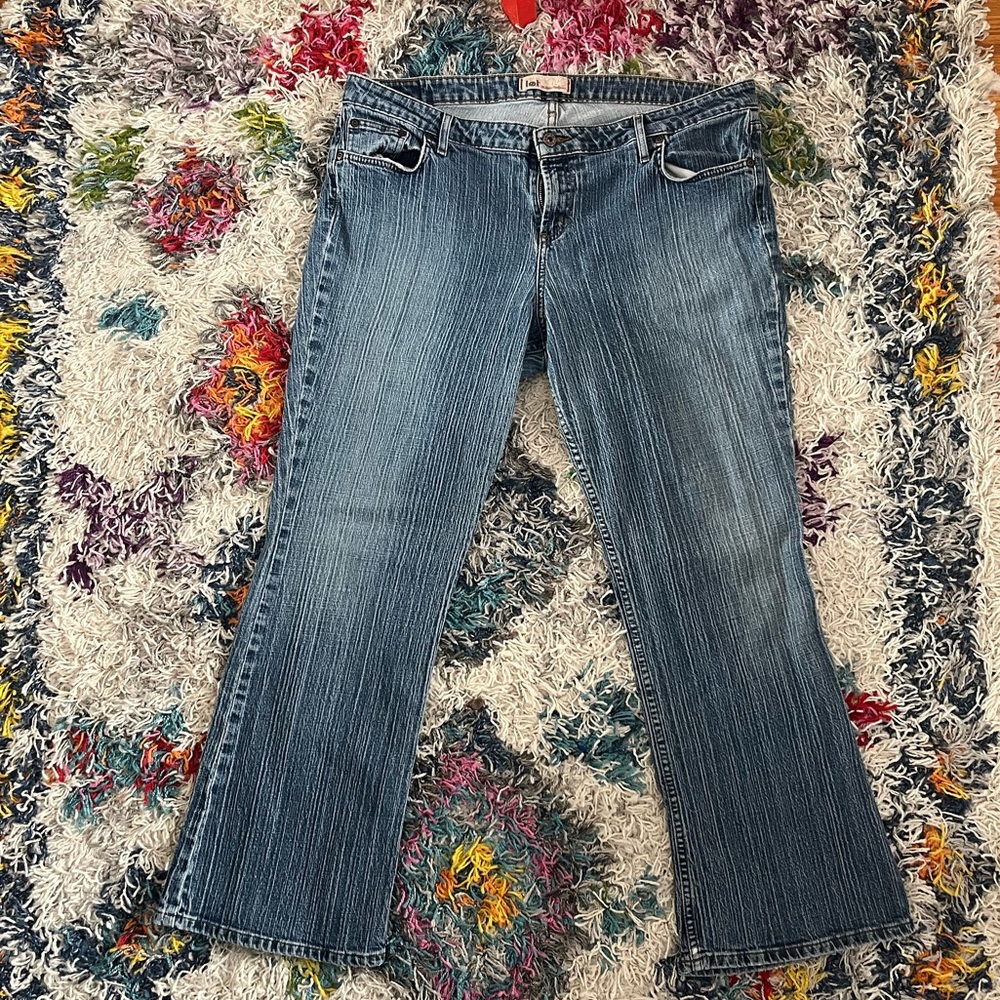 vtg l.e.i. stripe wash bootcut jeans